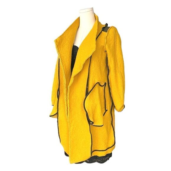 ZARA TRAFALUC EUC outerwear collection Open Front wool coat in Yellow Size S - Picture 4 of 10